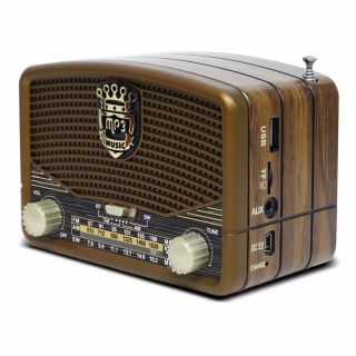 Radio Portatil Bluetooth Vintage Retro Marrón