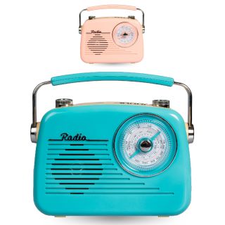 Radio Vintage Inalámbrica Parlante Portátil Bluetooth Am Fm Celeste